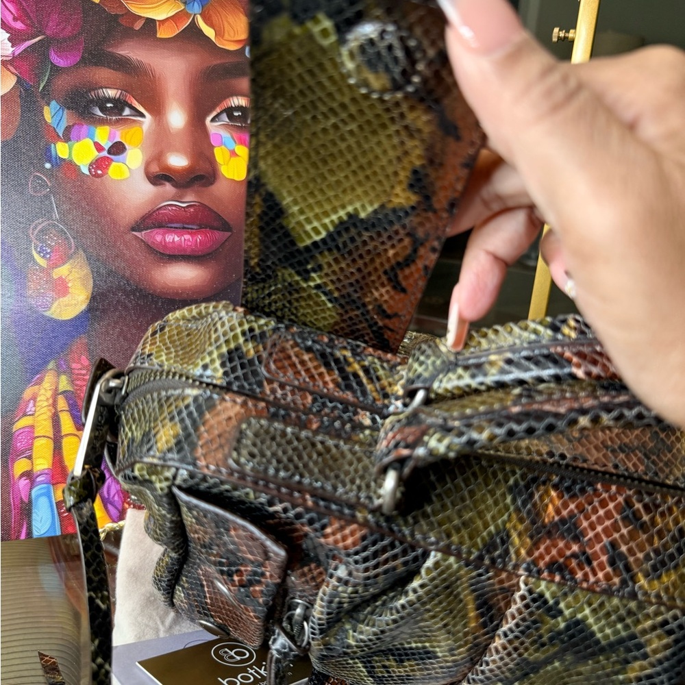 Botkier Olive Brown Snake-Embossed Satchel - Picture 4 of 8